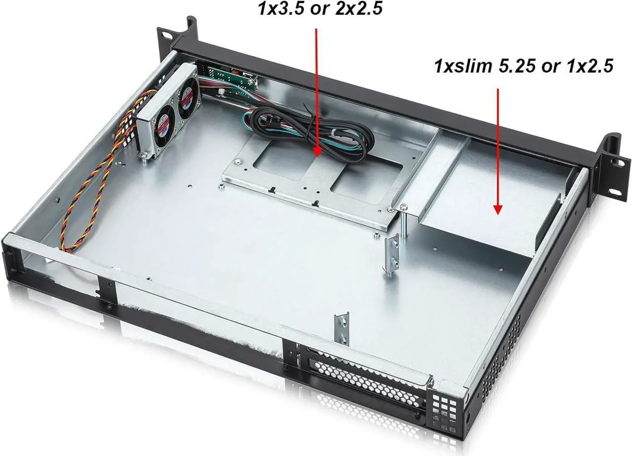 Alt view image 5 of 6 - RackChoice 1U Rackmount Server Chassis 11.8" Depth Support Mini-itx M/B only