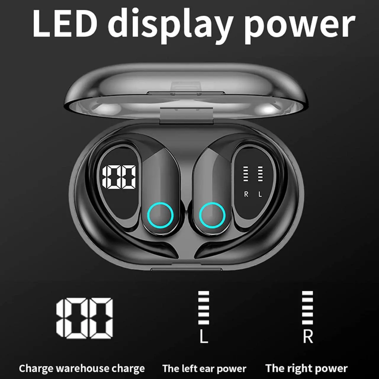 Alt view image 2 of 7 - ARMERI Wireless Bluetooth Headset, Bluetooth 5.3 in-Ear Noise Canceling Headset, Breathing Light/Digital Display/Built-in Microphone, Lightweight Sports Headset, Stereo Sound, Christmas