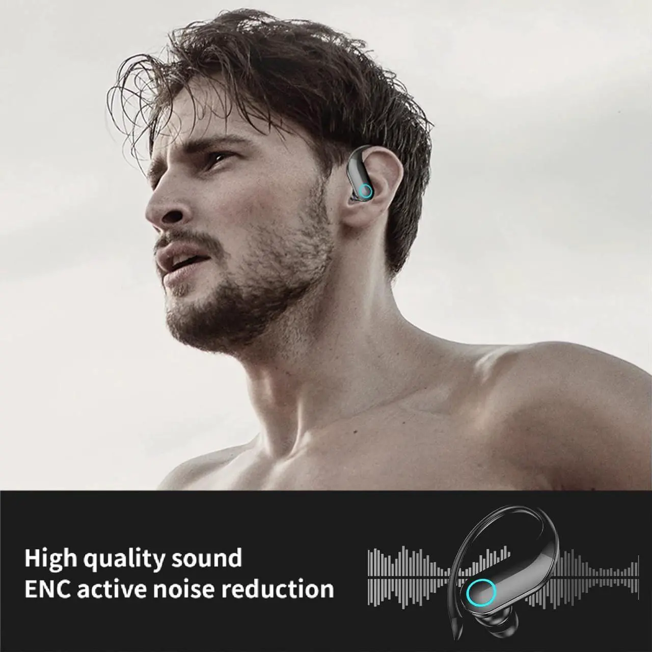 Alt view image 3 of 7 - ARMERI Wireless Bluetooth Headset, Bluetooth 5.3 in-Ear Noise Canceling Headset, Breathing Light/Digital Display/Built-in Microphone, Lightweight Sports Headset, Stereo Sound, Christmas