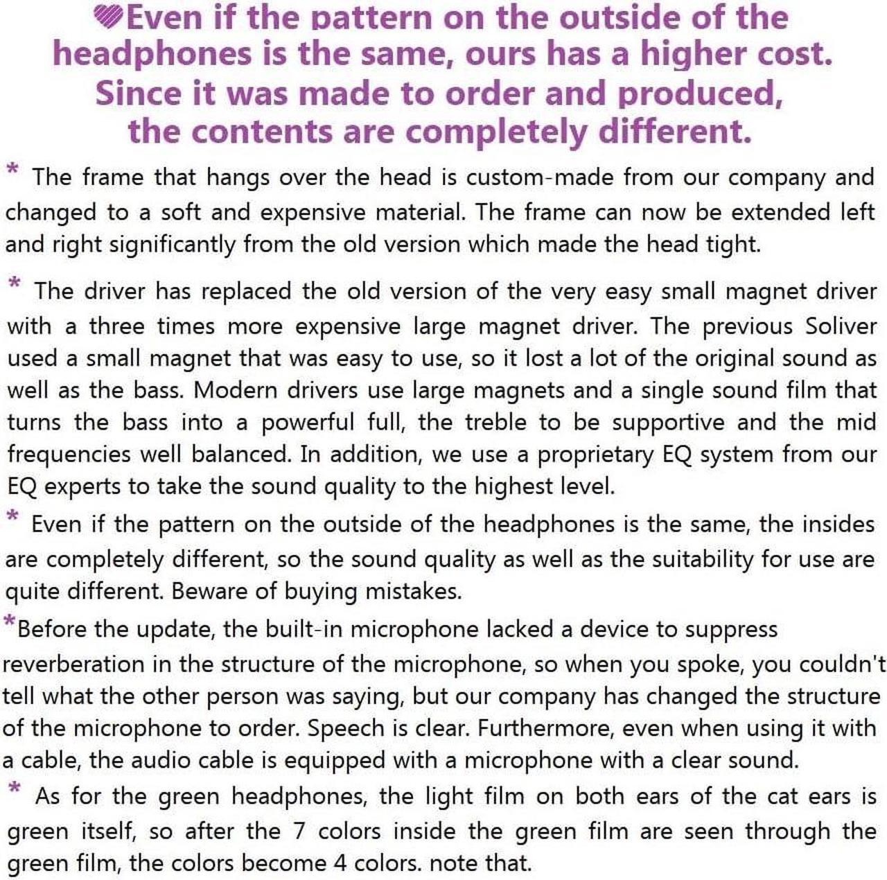 Alt view image 5 of 7 - kuayang Wireless Cat Ear Headphones (7 Color Changing) with & 3.5mm Jack, Gaming Pro, Bluetooth&Wired Connection (Pink)