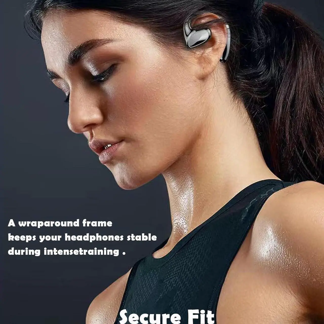 Alt view image 4 of 7 - Wrap Around Over Ear Earbuds Bone Conduction Open Ear Headphones Wireless Bluetooth Open Ear Earbuds with Ear Hook Mic Earbud Bone Conduction Head Set Headset Ear Buds Bone Conducting Headphones