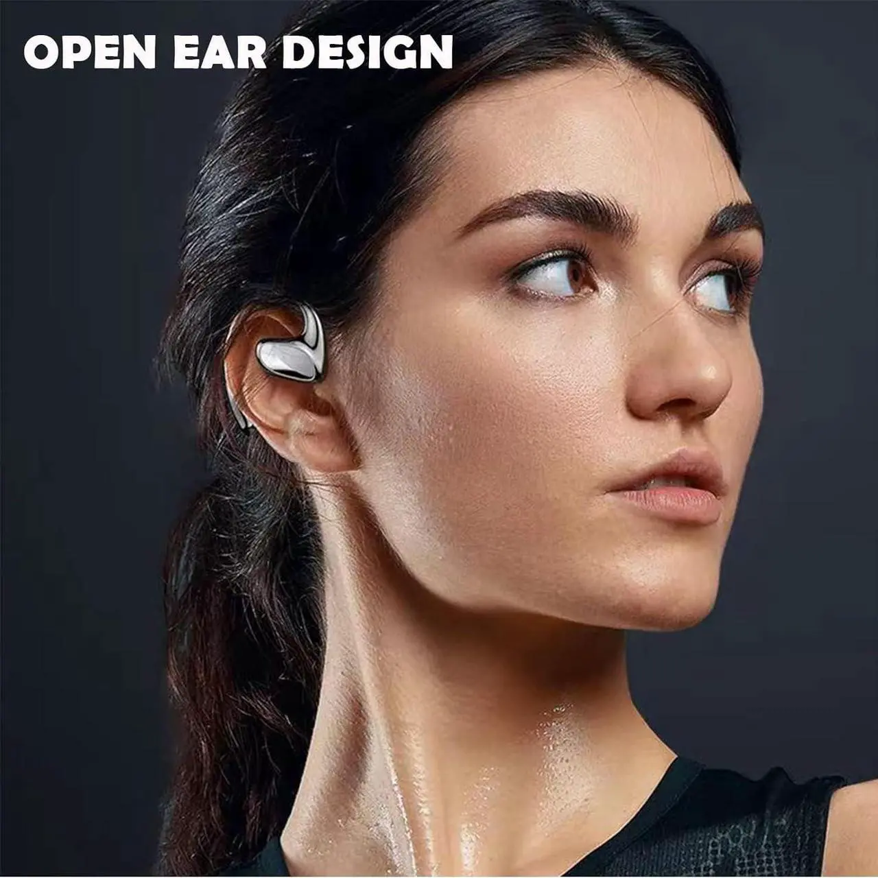 Alt view image 3 of 7 - Wrap Around Over Ear Earbuds Bone Conduction Open Ear Headphones Wireless Bluetooth Open Ear Earbuds with Ear Hook Mic Earbud Bone Conduction Head Set Headset Ear Buds Bone Conducting Headphones