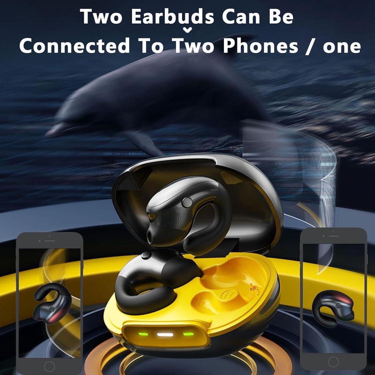 Alt view image 6 of 6 - Ear Clips Ear Buds Clip On Open Ear Earbuds Wireless Ear Clip Bone Conduction Conducting Headphones Induction Headset Earphones Bone Conduction Bluetooth Earbuds Earbud Ear Buds
