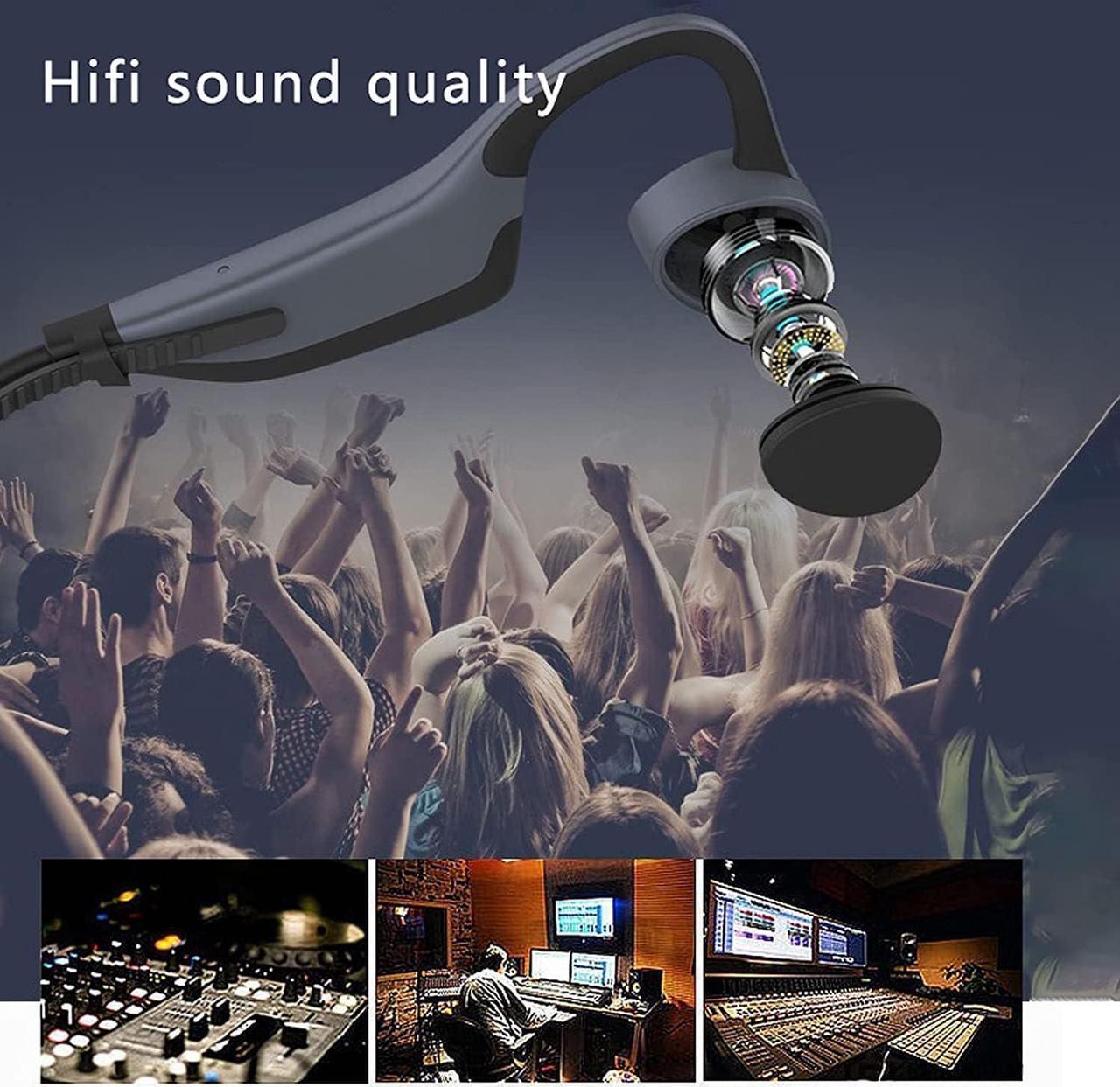Alt view image 4 of 7 - ESSONIO Bone Conduction Headphones Swimming Headphones Underwater Bluetooth IPX8 Waterproof Headphones for Swimming with Microphones 16G Memory for Sports