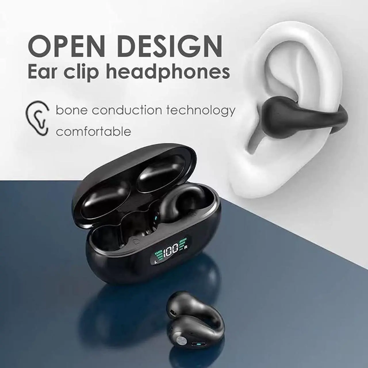Alt view image 2 of 7 - MONKPEAR Wireless EarClip Bone Conduction Headphones, 2023 New Open Ear Headphones Wireless Bluetooth, Ear Clip Bone Conduction Headphones Bluetooth, for Running Cycling Sports Earbuds (White)