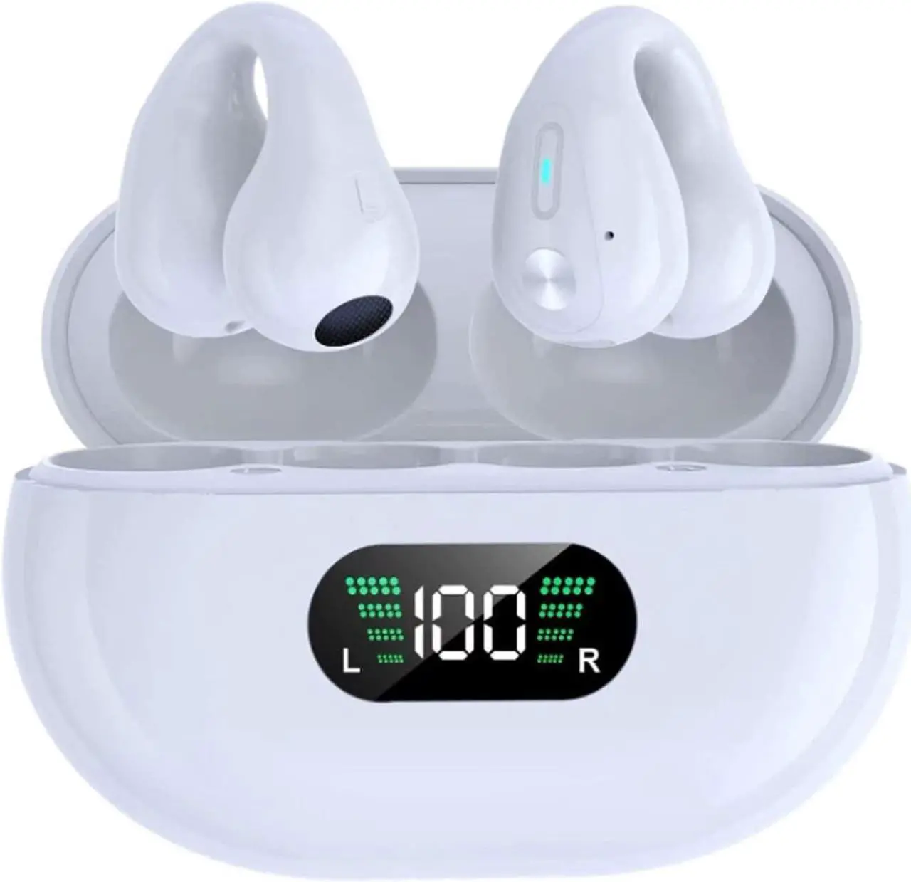 Main image of MONKPEAR Wireless EarClip Bone Conduction Headphones, 2023 New Open Ear Headphones Wireless Bluetooth, Ear Clip Bone Conduction Headphones Bluetooth, for Running Cycling Sports Earbuds (White)