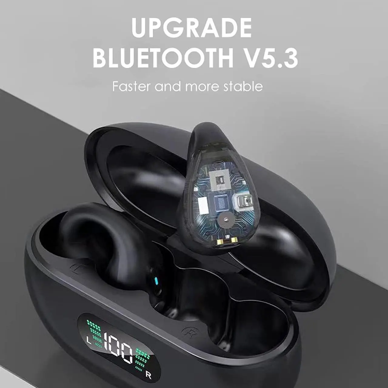 Alt view image 7 of 7 - MONKPEAR Wireless EarClip Bone Conduction Headphones, 2023 New Open Ear Headphones Wireless Bluetooth, Ear Clip Bone Conduction Headphones Bluetooth, for Running Cycling Sports Earbuds (White)