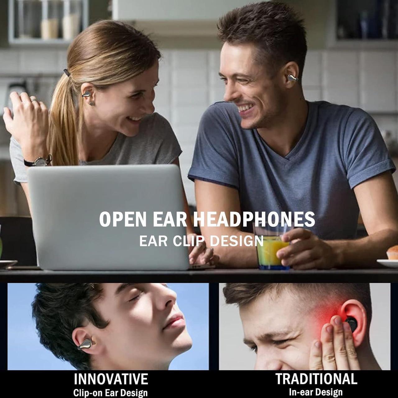 Alt view image 2 of 7 - Ear Clips Ear Buds Bone Conduction Earbuds for Small Ear Canals Open Ear Earbuds Clip On Sport Wireless Earbuds with Earhooks Android iOS Windows Outer Headphones for Running Cycling Workout Black
