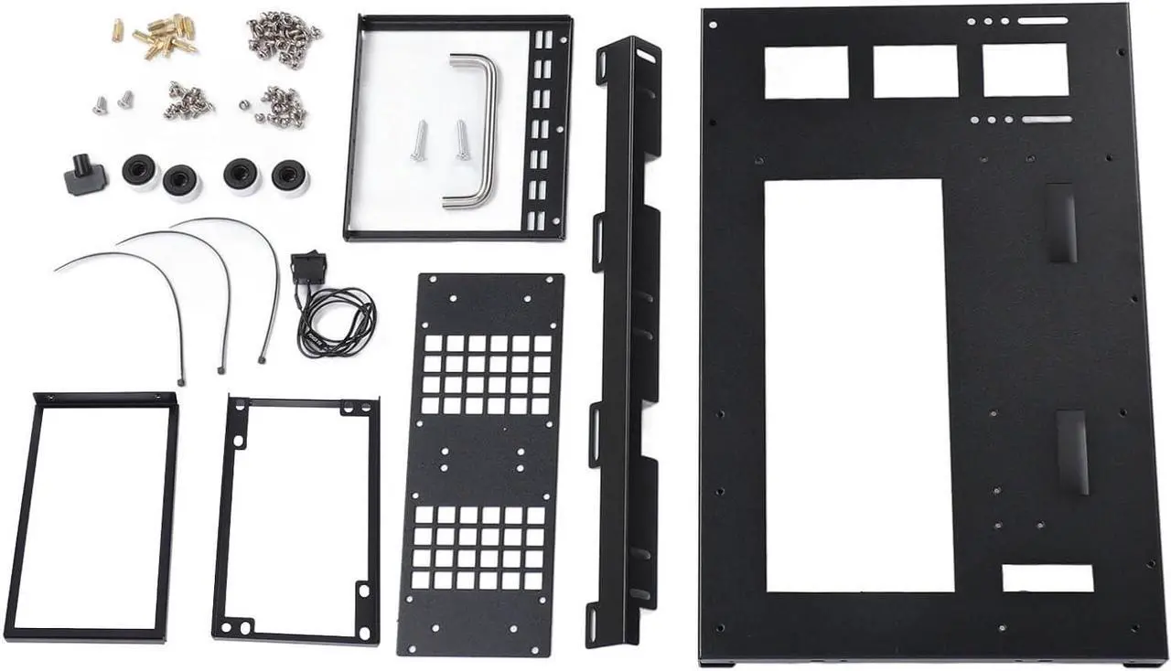 Main image of DIY Computer Motherboard Case Rack, Open Frame with Handle, Micro ATX Case C2P, Aluminum Gaming MATX PC Case with Tempered Glass Side Panel