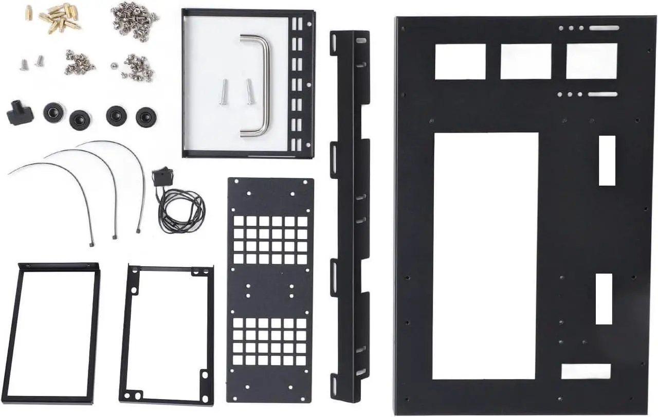 Alt view image 4 of 7 - DIY Computer Motherboard Case Rack, Open Frame with Handle, Micro ATX Case C2P, Aluminum Gaming MATX PC Case with Tempered Glass Side Panel