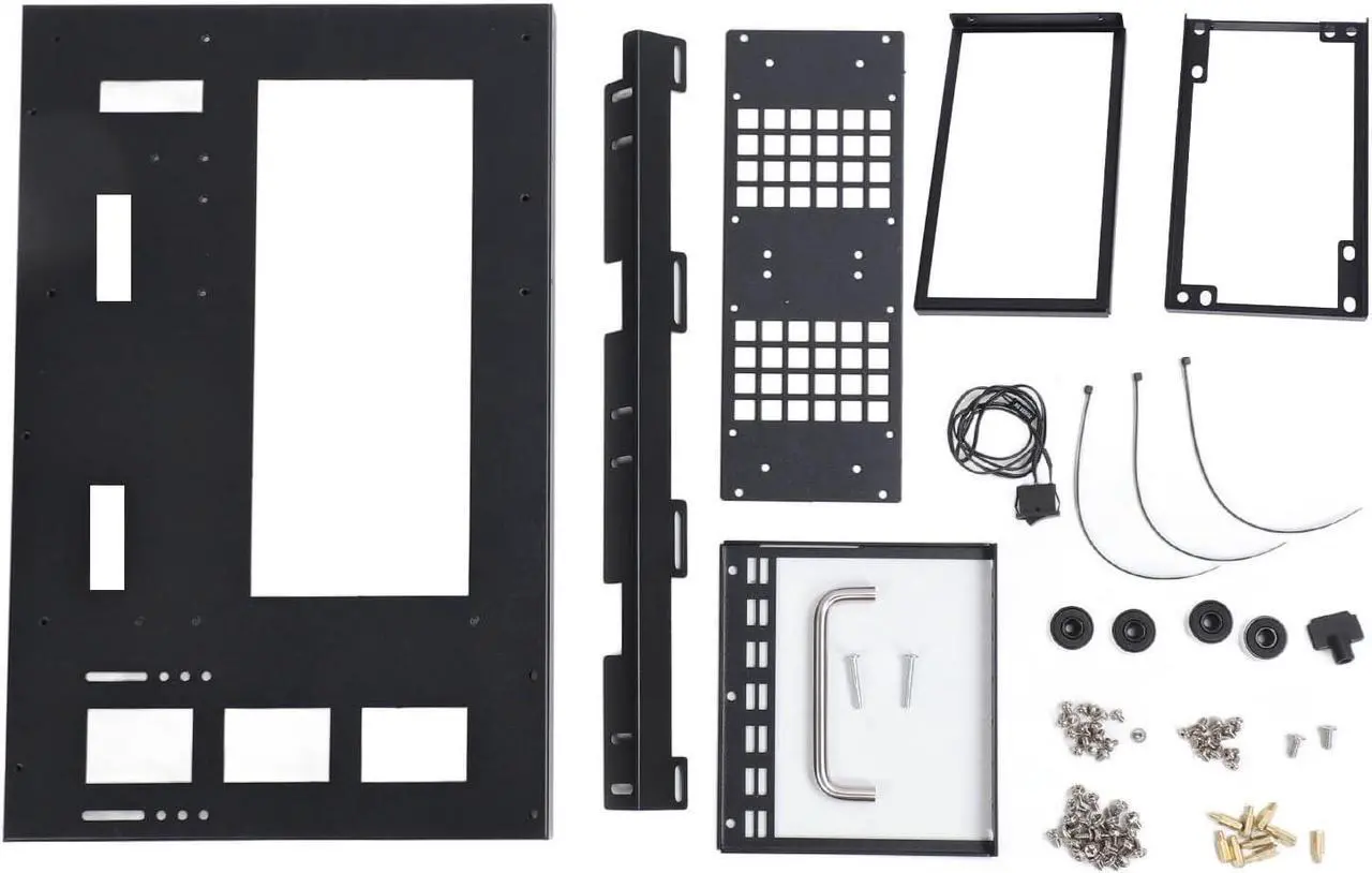 Alt view image 6 of 7 - DIY Computer Motherboard Case Rack, Open Frame with Handle, Micro ATX Case C2P, Aluminum Gaming MATX PC Case with Tempered Glass Side Panel