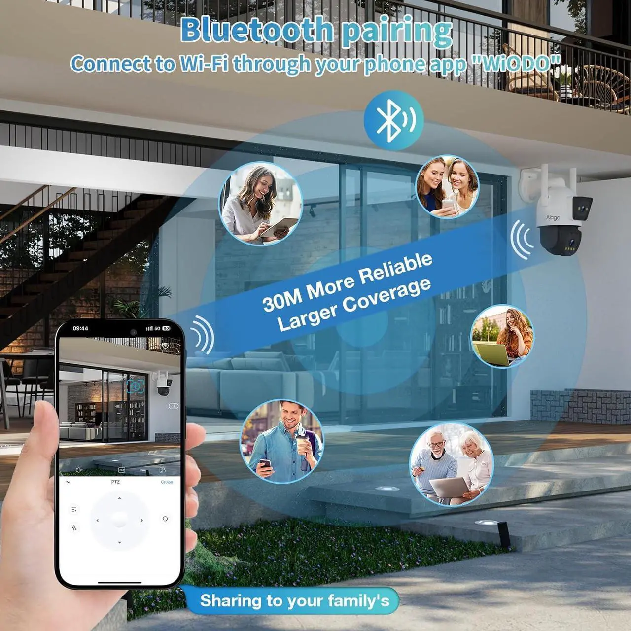 Alt view image 6 of 7 - Alaga Wired Outdoor Security Cameras - Black Light Full-Color Dual Lens with MaxColor Night Vision, F1.0 Lens, AI Motion Detection, Dual-Band Wi-Fi, Two-Way Audio, Cloud & Expandable Local Storage