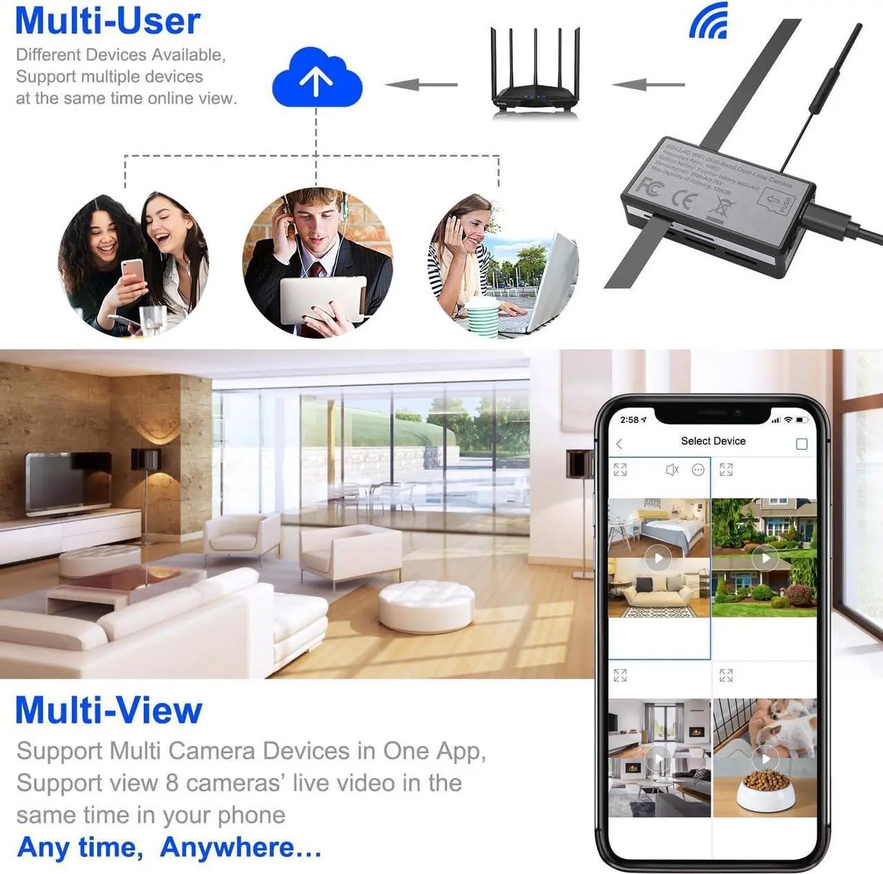 Alt view image 4 of 7 - Spy Camera WiFi Mini Hidden Camera 1080P Dual Lens DIY Module Wireless Tiny Nanny Cam - Small Discreet Home Security Indoor Outdoor - 5G and 2.4G Wi-Fi Dual Band Dual Lens Surveillance Cameras