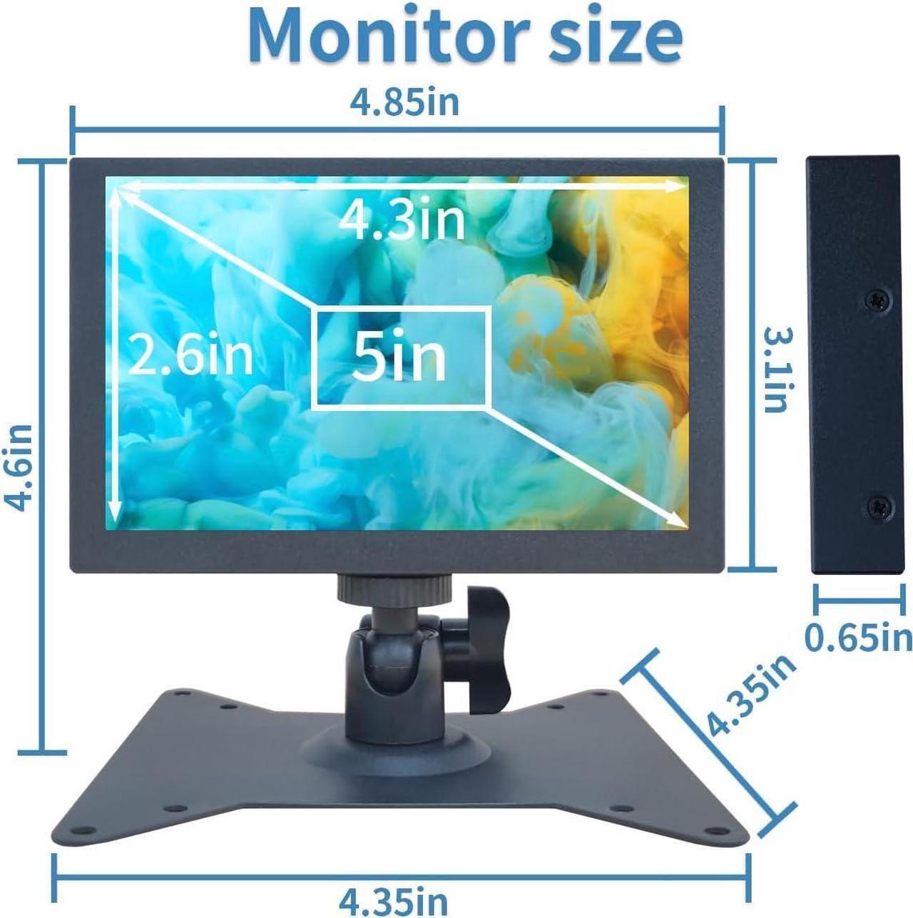 Alt view image 6 of 7 - 5 inch Security Monitor & Displays, AV/HD/VGA/BNC/USB Input, Built-in Dual Speakers Portable Metal Case LCD Monitor, 800 * 480 Resolution, Suitable for Game CCTV DVD PC DSLR