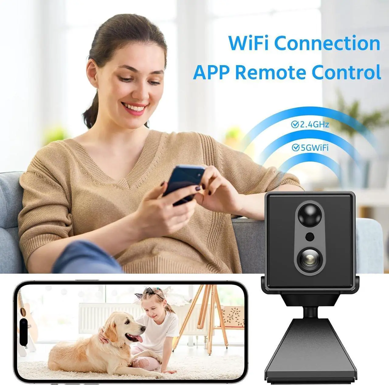 Alt view image 6 of 7 - 4K Wireless Security Camera 4G/5G WiFi Mini Home Camera Spy Hidden Camera Small Nanny Cam Portable Indoor Secret Tiny Video Security Cameras,100 Days Standby Battery Life Motion Detection Night Vision