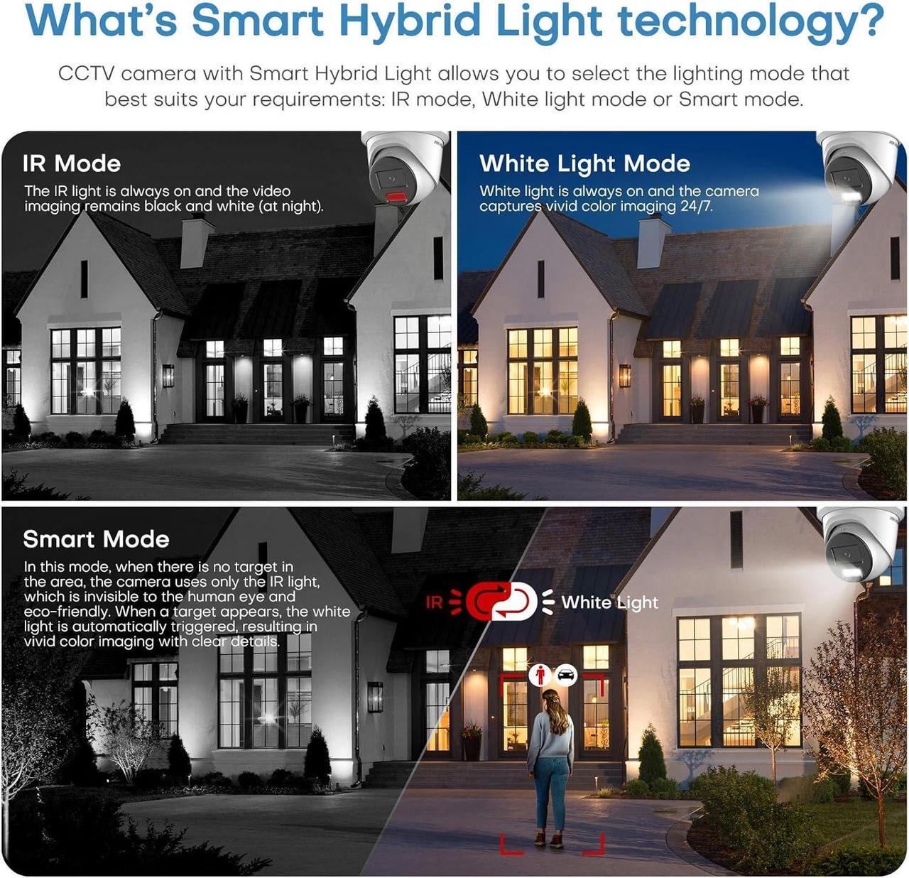 Alt view image 3 of 7 - HIKV DS-2CD2387G2H-LIU 2.8mm 4K 8MP Smart Hybrid Light Color VU Turret PoE IP Camera, 131ft Smart Color Night Vision, Perimeter Protection, Face Capture, Mic, 130dB WDR, Metal,Upgraded DS-2CD2387G2-LU