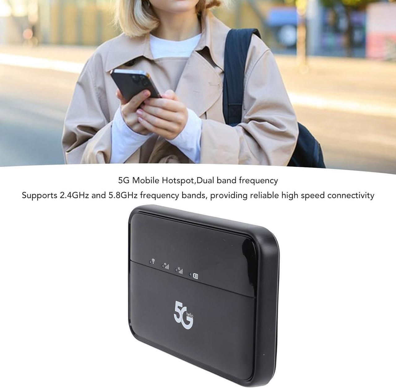 Alt view image 3 of 7 - 5G Mobile Hotspot, Up to 2.77Gbps Unlocked Portable Internet Router, IP54 Waterproof 10000mAh Travel Hotspot with LED Indicator for Travel Camping
