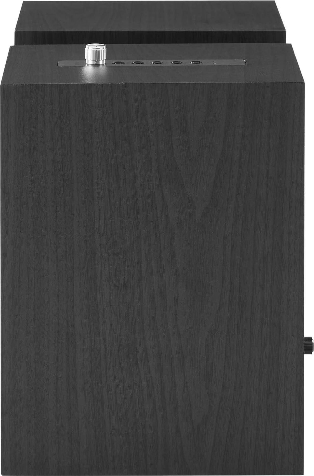 Alt view image 4 of 7 - Crosley S200A-BK 4" Active Powered Bluetooth Stereo Speakers with Optical, USB, and Aux Connections, Black