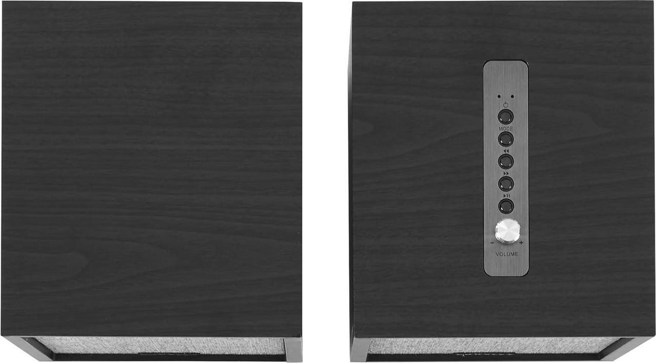 Alt view image 6 of 7 - Crosley S200A-BK 4" Active Powered Bluetooth Stereo Speakers with Optical, USB, and Aux Connections, Black