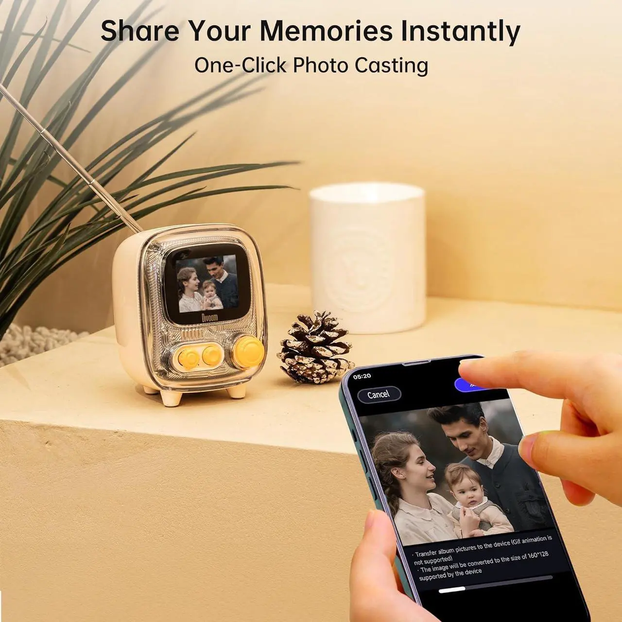Alt view image 5 of 7 - Divoom Tiivoo-2 FM Radio Bluetooth Speaker with Alarm Clock,Pixel Art Retro Mini Small Cute Wireless Speaker,Vintage Decor Suitble for Party Office Home Desk Bedroom Kitchen Outdoor,Cream