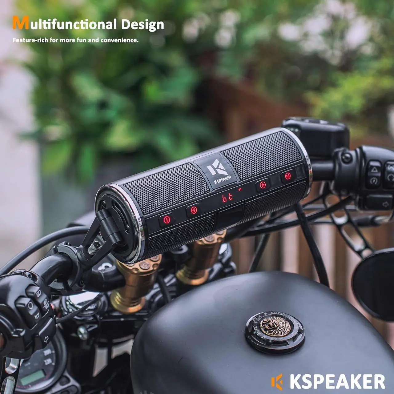 Alt view image 3 of 6 - Motorcycle Speakers Bluetooth Waterproof Radio Audio System Built-in Amplifier, 3 Inch Metal Mp3 Player, Great for ATV, Scooter Bike,12 Volt Vehicle, K2BL