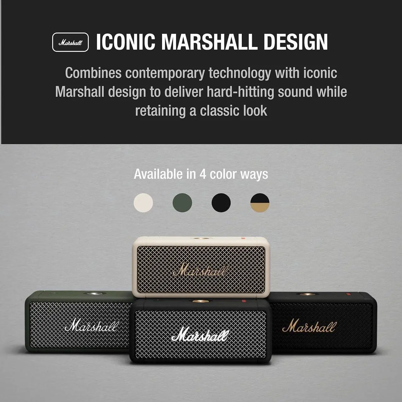 Alt view image 7 of 7 - Marshall Emberton Bluetooth Portable Speaker - Black