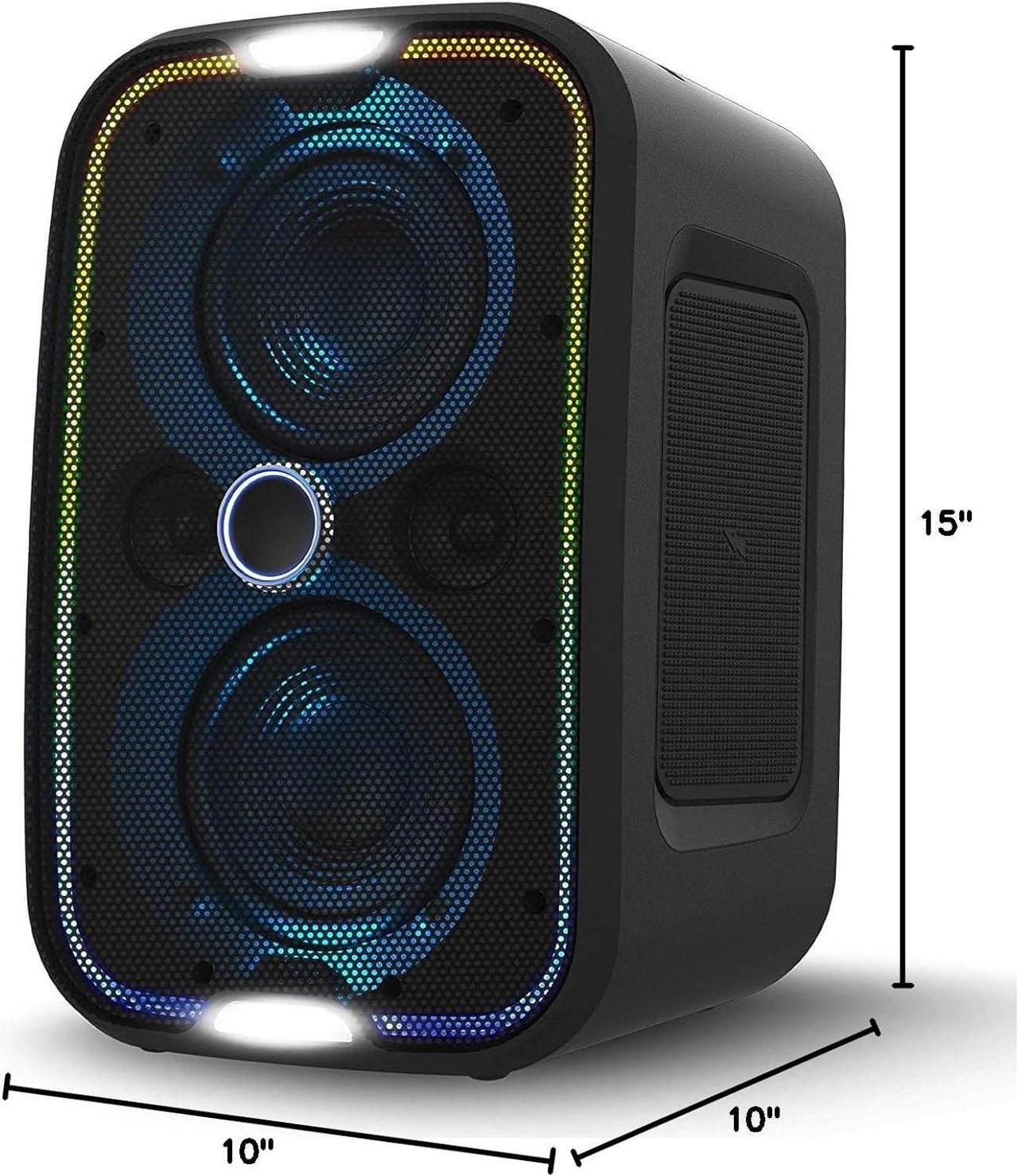 Alt view image 7 of 7 - Brookstone Bluetooth Speakers, IPX5 Waterproof Outdoor Speaker, Portable Bluetooth Speaker with LED Light Show, 60 Watt RMS Speaker, Wireless Charging Pad for Smartphone, Connect Multiple Speakers