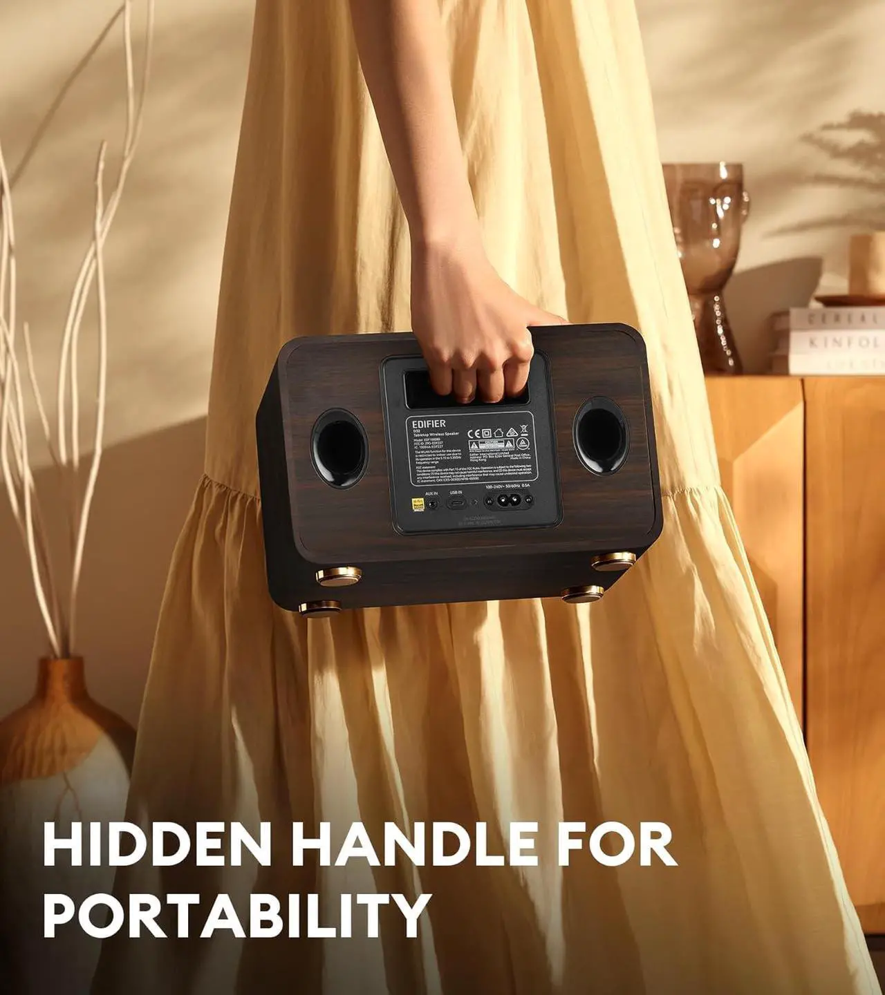 Alt view image 7 of 7 - Edifier D32 Tabletop Wireless Speaker, Hi-Res Audio, LDAC, AAC, ALAC, Bluetooth V5.3, 60W (RMS), 2.1 Acoustic Architecture, Full Digital Signal Process, 11h Playtime, APP Control, White