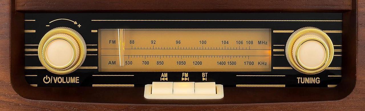 Alt view image 3 of 6 - ClearClick Classic Vintage Retro Style AM/FM Radio with Bluetooth, Aux-in, & USB - Handmade Wooden Exterior Dark Brown