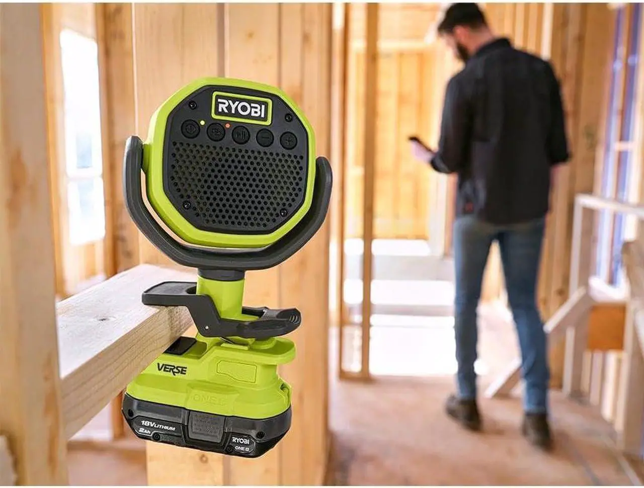 Alt view image 2 of 2 - RYOBI 18V ONE+ Verse Clamp Speaker Set Tool Only
