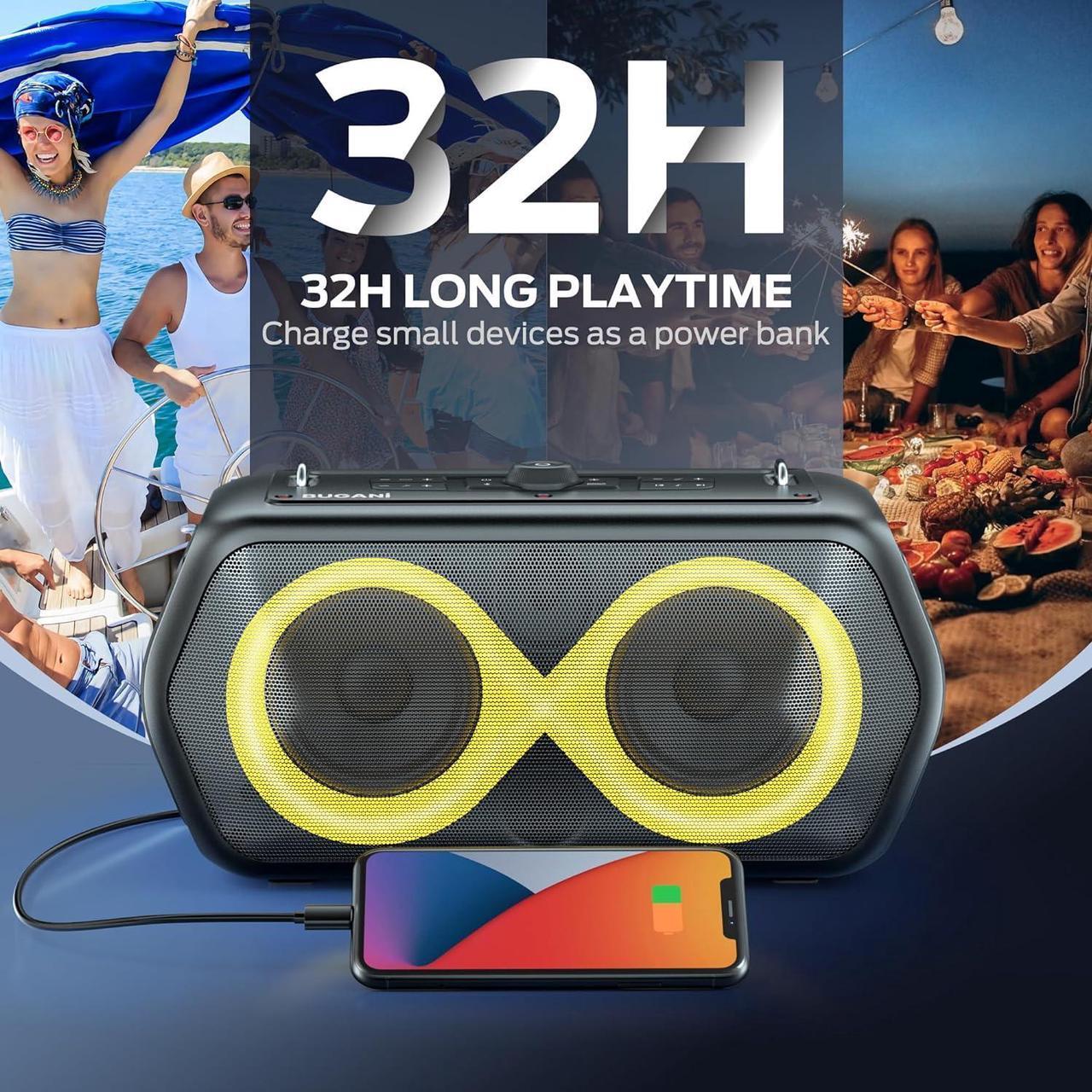 Alt view image 5 of 7 - BUGANI Bluetooth Speaker,120W Peak High Power Outdoor Speakers Loud Party Speaker Large Portable Waterproof Bluetooth Speakers with 7 Lighting Effects, Subwoofer/Deep Bass/DSP/Stereo Pairing/EQ/32H