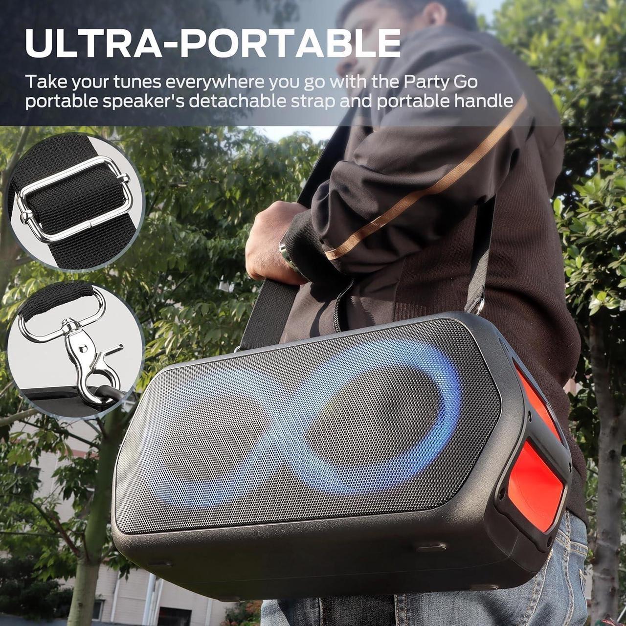 Alt view image 6 of 7 - BUGANI Bluetooth Speaker,120W Peak High Power Outdoor Speakers Loud Party Speaker Large Portable Waterproof Bluetooth Speakers with 7 Lighting Effects, Subwoofer/Deep Bass/DSP/Stereo Pairing/EQ/32H