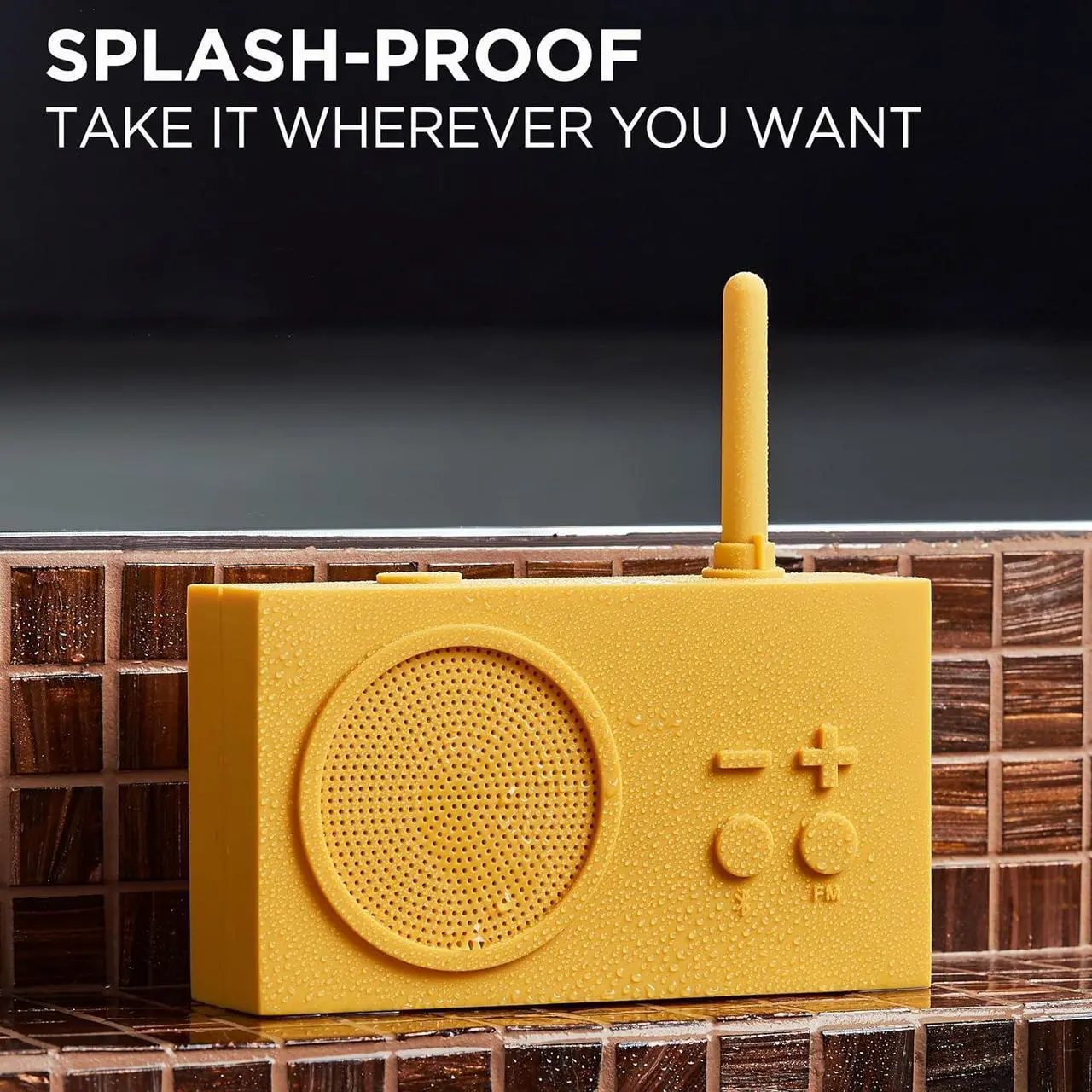 Alt view image 4 of 7 - Lexon TYKHO 3 Wireless Bluetooth Speaker and FM Radio, Splashproof and Rechargeable - Khaki