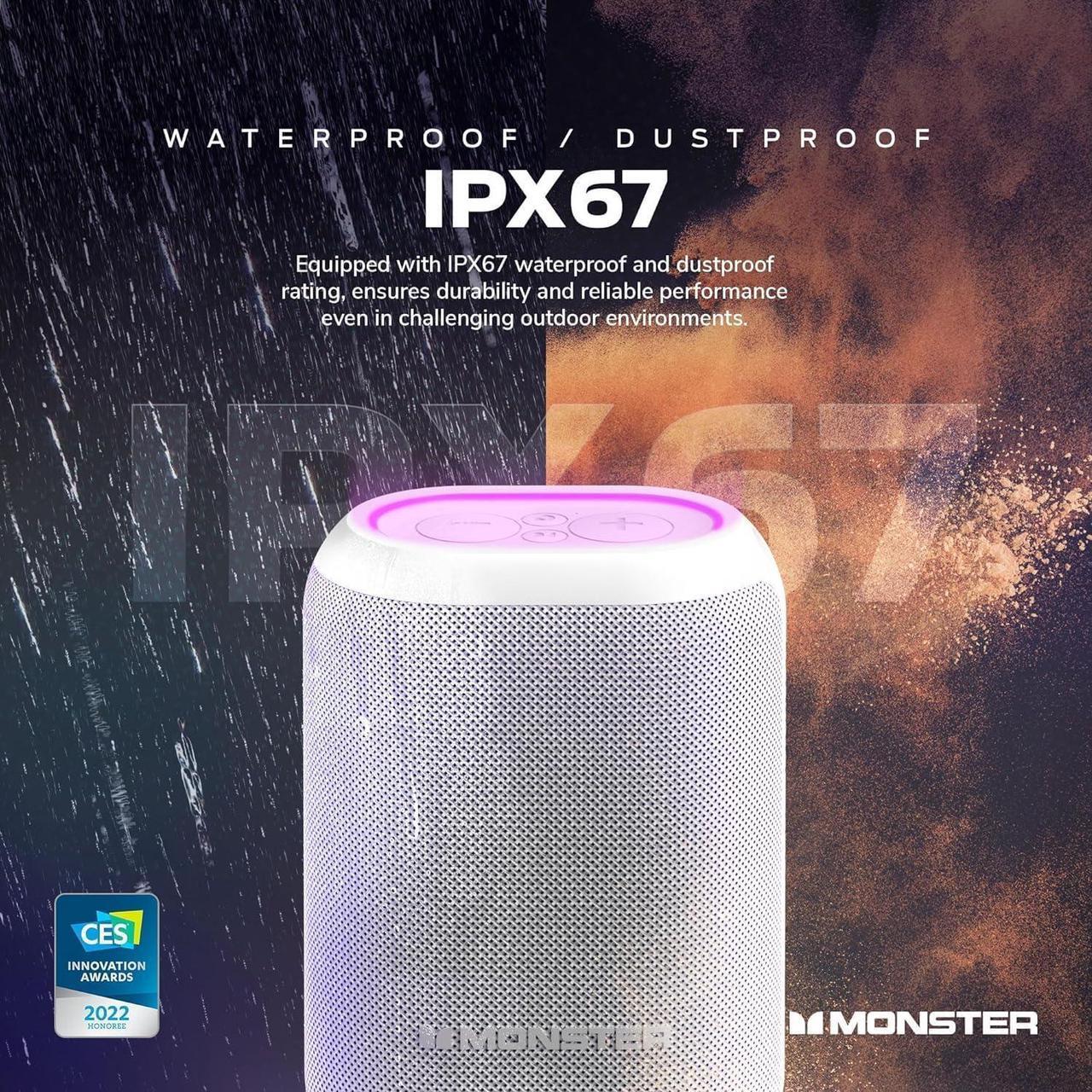 Alt view image 3 of 7 - Monster DNA One Portable Bluetooth Speaker, Loud Portable Speaker with 360 Bass Sound and 10W Qi Certified Wireless Charging Pad, IP67 Waterproof- for Travel, Indoor and Outdoor Use