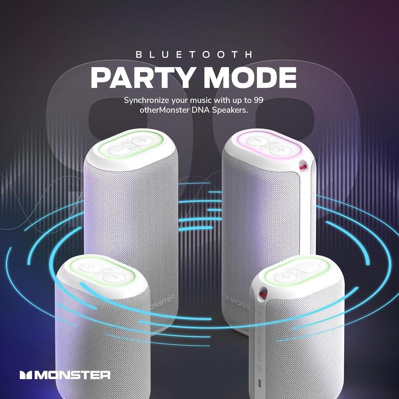 Alt view image 4 of 7 - Monster DNA One Portable Bluetooth Speaker, Loud Portable Speaker with 360 Bass Sound and 10W Qi Certified Wireless Charging Pad, IP67 Waterproof- for Travel, Indoor and Outdoor Use