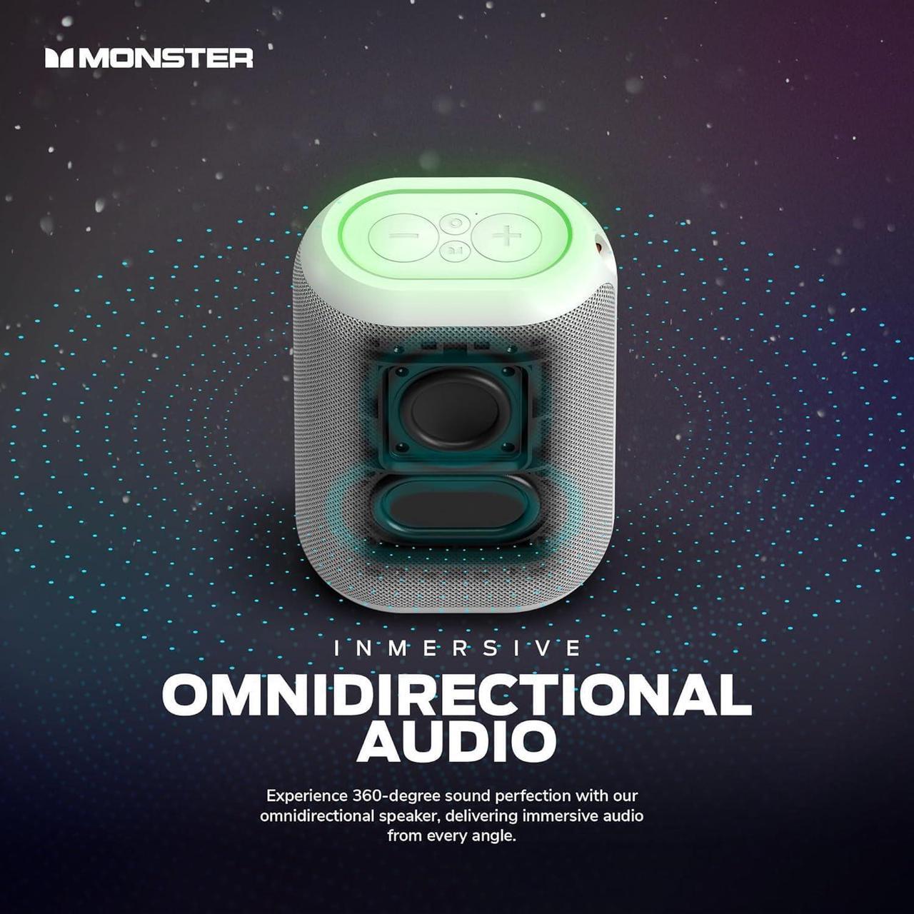Alt view image 6 of 7 - Monster DNA One Portable Bluetooth Speaker, Loud Portable Speaker with 360 Bass Sound and 10W Qi Certified Wireless Charging Pad, IP67 Waterproof- for Travel, Indoor and Outdoor Use