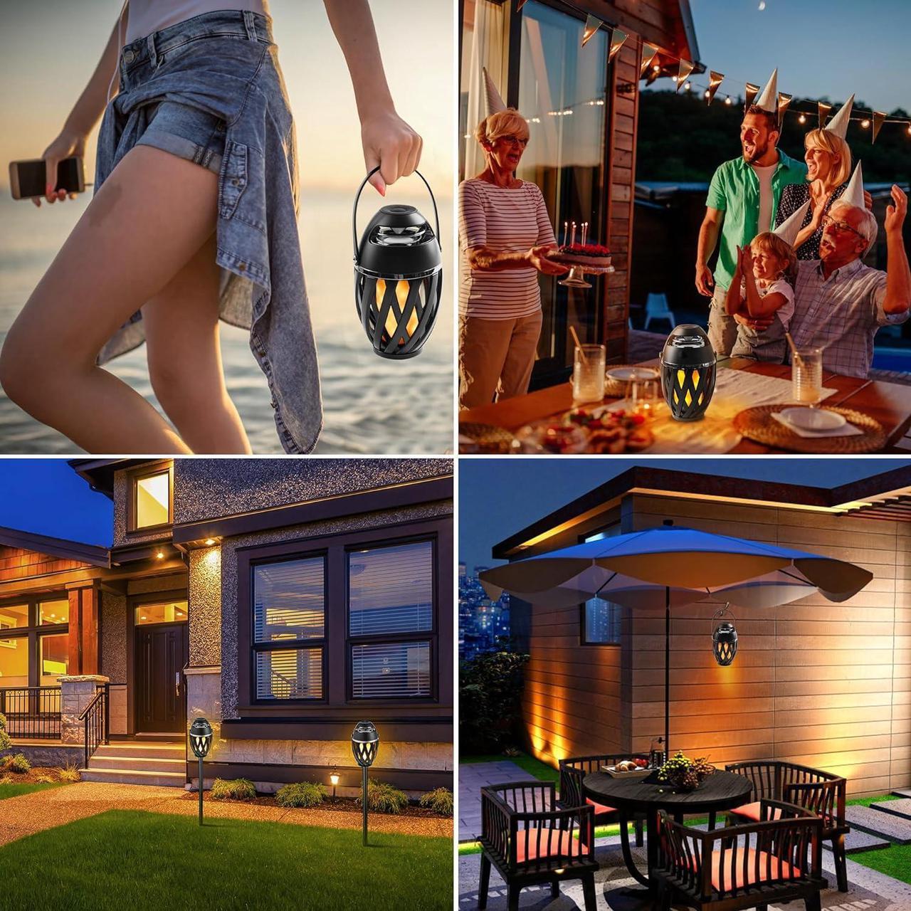 Alt view image 4 of 7 - Outdoor Speakers Bluetooth Waterproof Wireless, Gifts for Women/Mom/Men/Dad, Bluetooth 5.1, Torch Ambient Light, LED Flame Speaker, Dual Pairing, Camping Patio Accessories