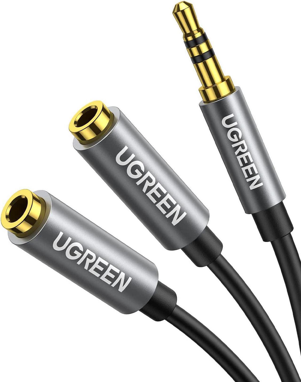 UGREEN Headphone Splitter 3.5mm Audio Stereo Y Splitter Extension Cable Male to Female Dual Headphone Jack Adapter for Earphone Headset Compatible with iPhone Samsung Tablet Laptop Black