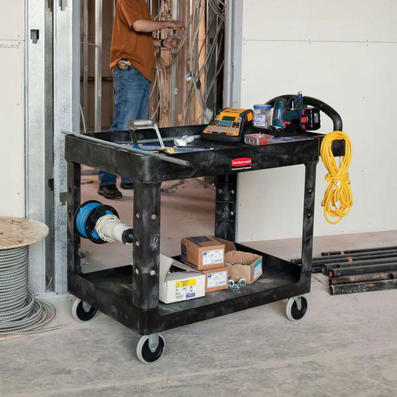 Alt view image 4 of 8 - RUBBERMAID FG452088BLA Structural Foam Utility Cart with Deep Lipped Plastic