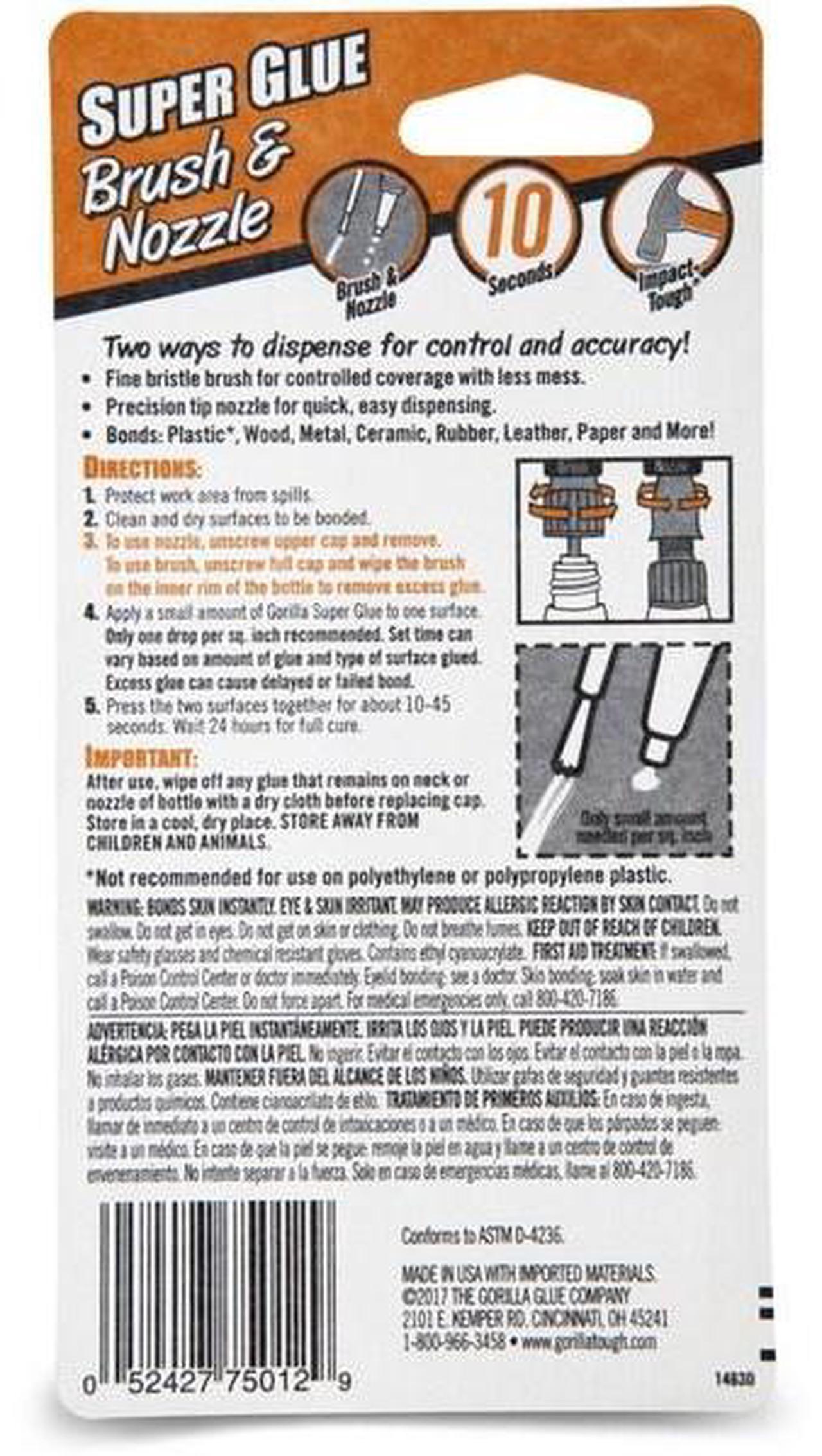 Alt view image 20 of 20 - GORILLA GLUE 7500101 Construction Adhesive, Super Glue Brush & Nozzle Series,