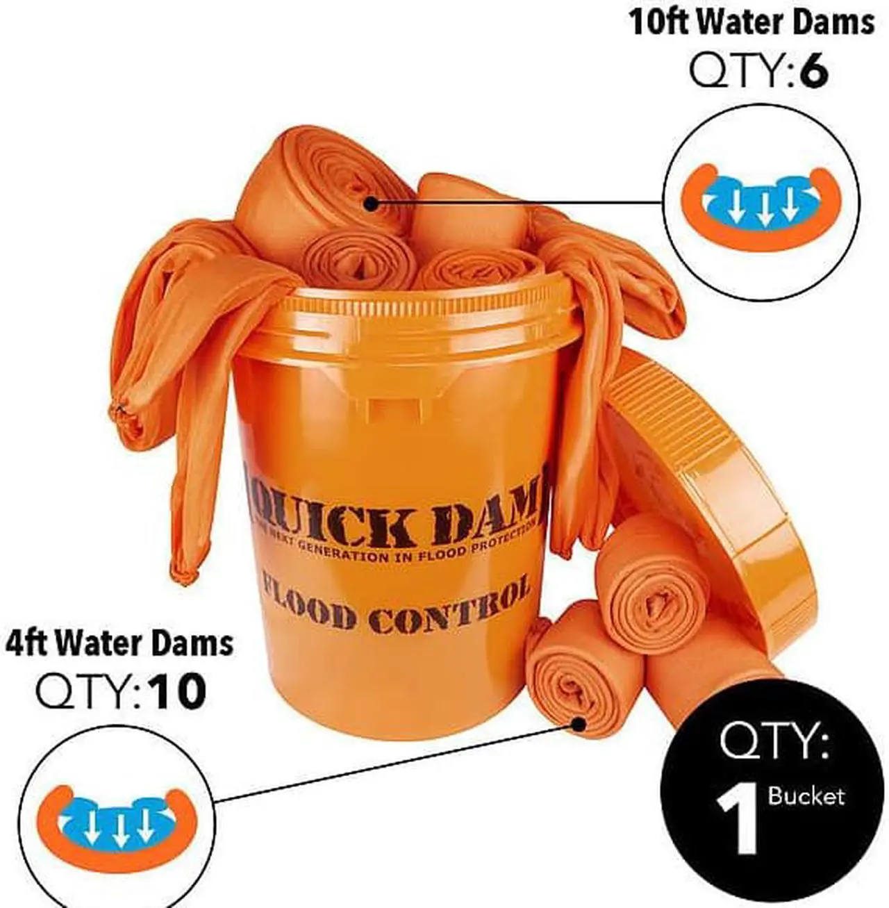 Alt view image 2 of 2 - QUICK DAM WUGGCO Indoor Water Dam Combo Bucket Kt, 4'&10'