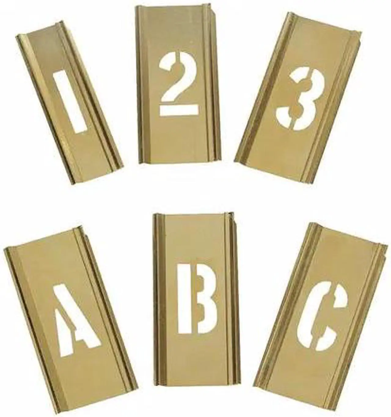 Main image of ZORO SELECT 3W647 Interlocking Stencil,Numb&Letters,Brass