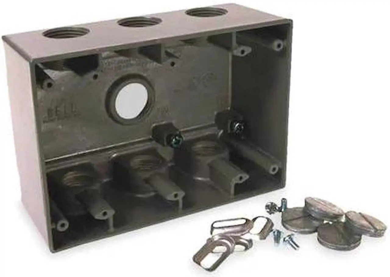 Alt view image 2 of 2 - BELL OUTDOOR 5390-0 Weatherproof Electrical Box, 55 cu in, Three Gang Box Type,