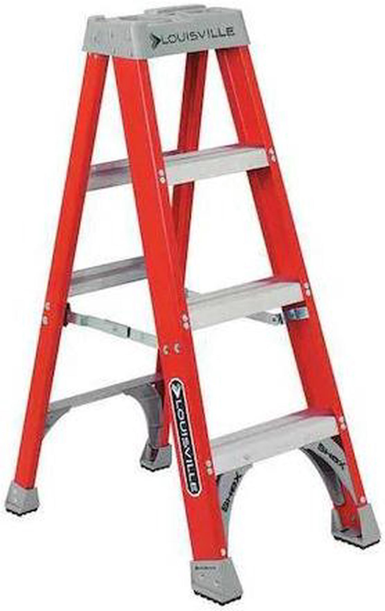 Alt view image 12 of 20 - Louisville Fiberglass Heavy Duty Step Ladder 50" 3-Step Orange FS1504