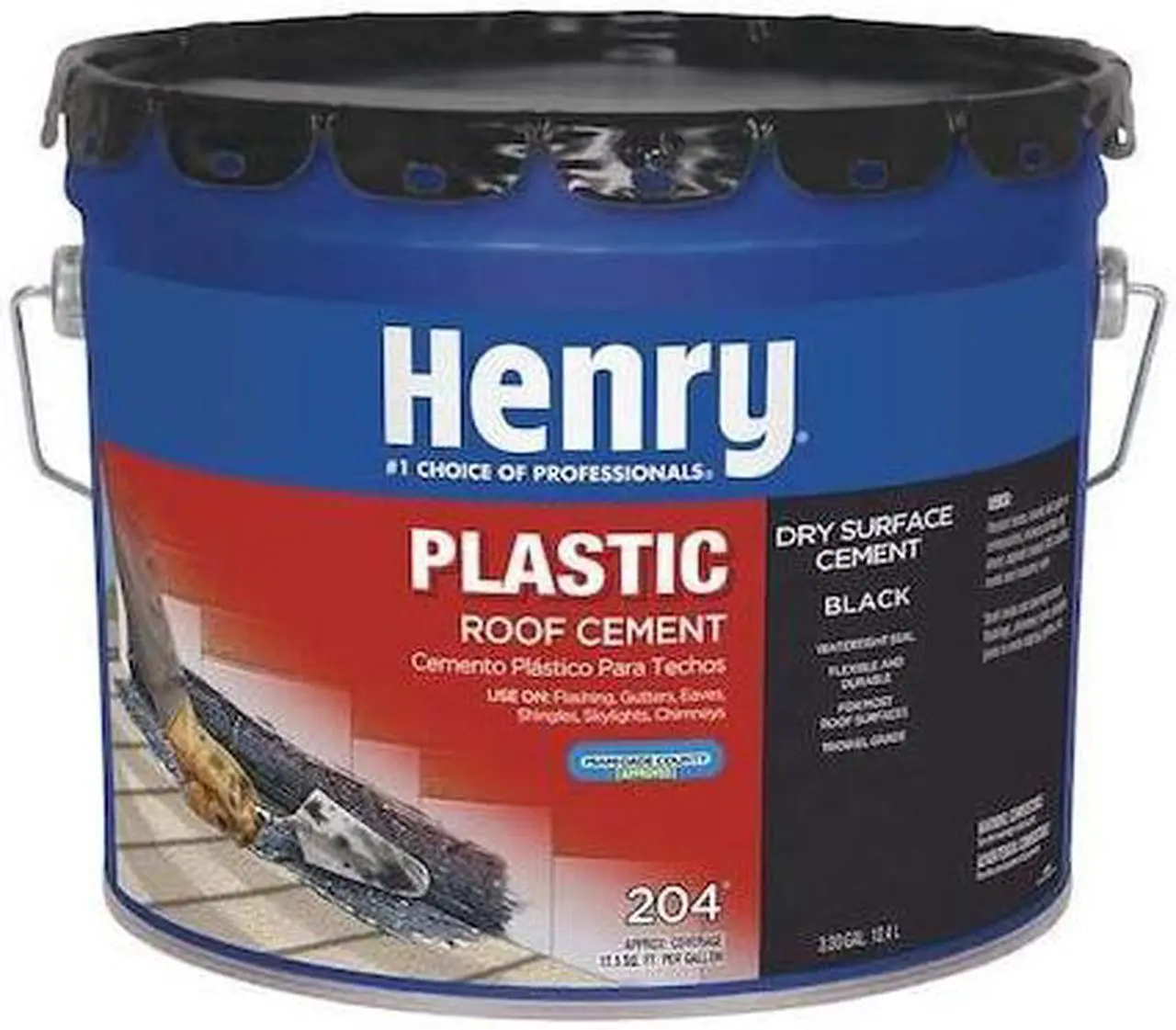 Main image of HENRY HE204061 Plastic Roof Cement, 3.5 gal, Pail, Black