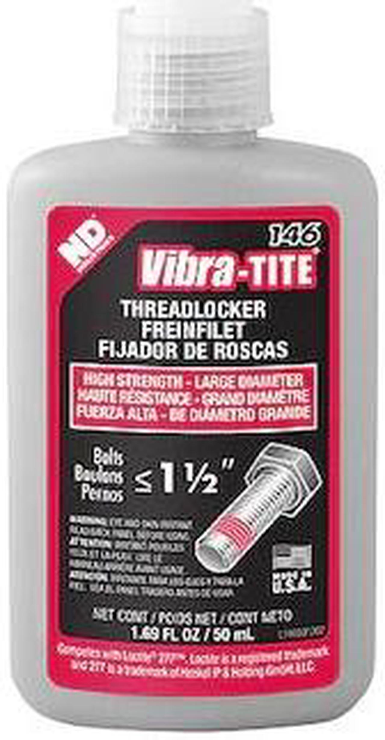 Alt view image 2 of 2 - Vibra-tite 146 Series High-Strength Threadlocker, Red Liquid, 50mL Bottle 14650