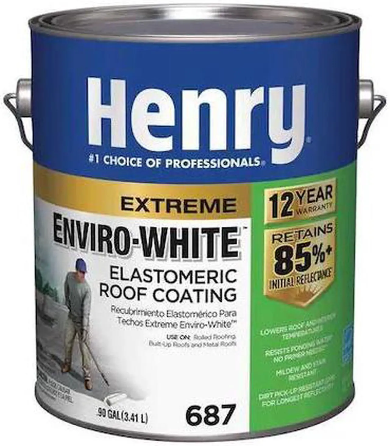 Main image of HENRY HE687046 Elastomeric Roof Coating, 1 gal, Pail, White