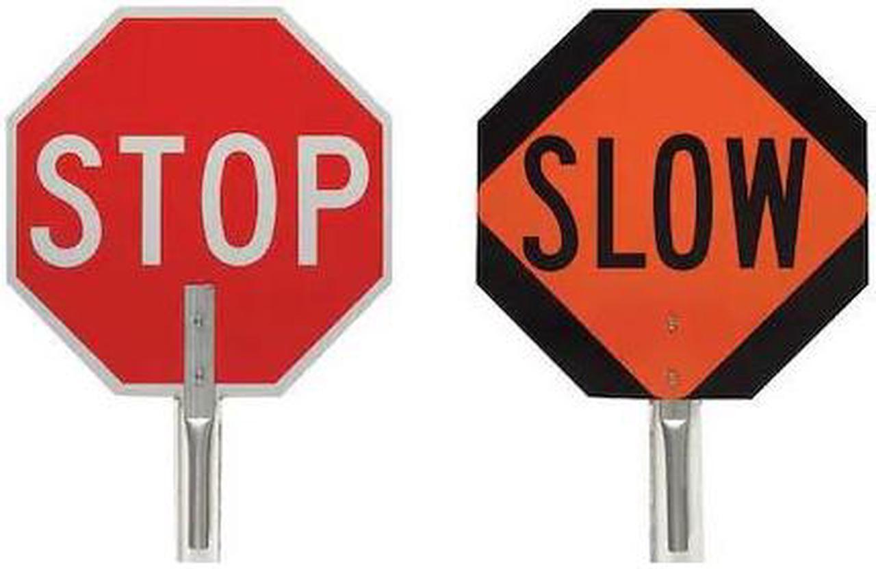 Main image of BRADY 57754 Traffic Control Paddle,Stop/Slow,18 In.