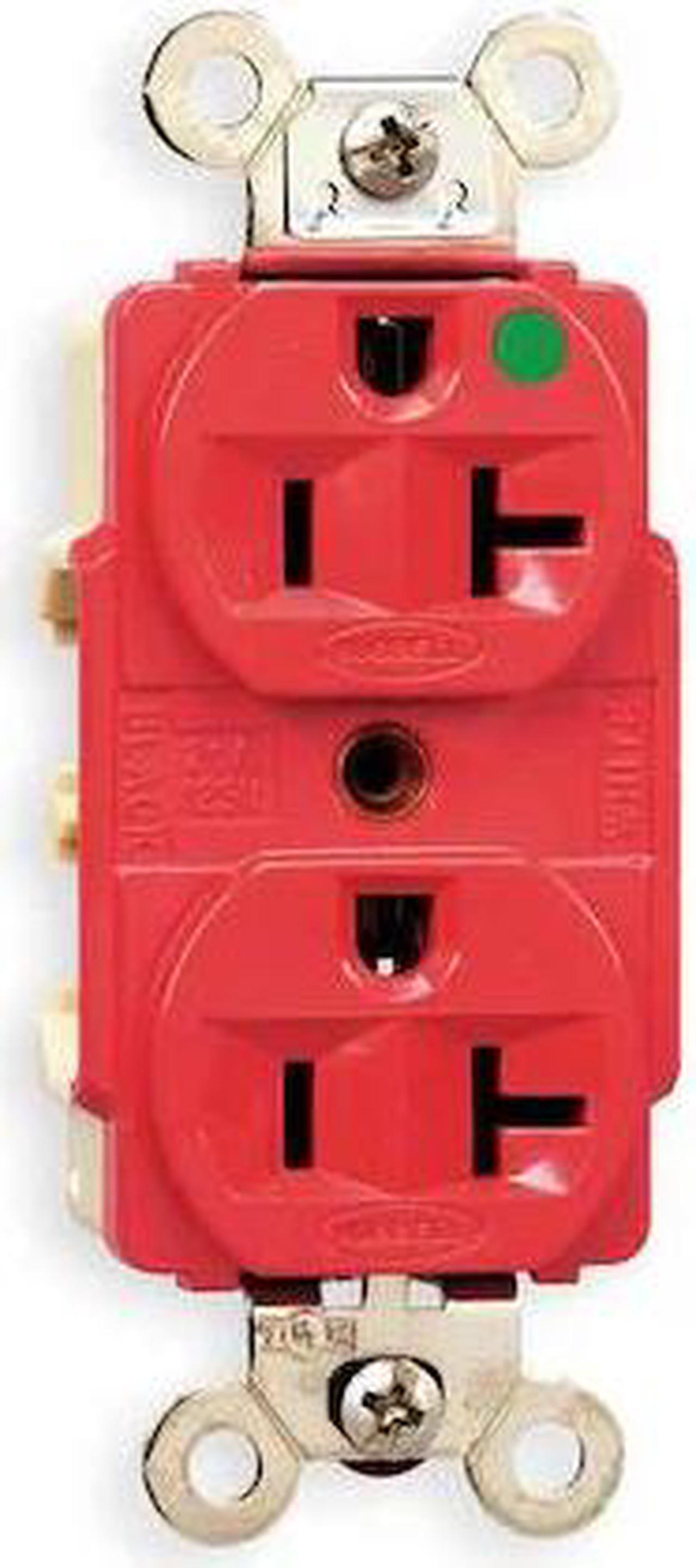 Alt view image 3 of 3 - HUBBELL WIRING DEVICE-KELLEMS HBL8300RED Straight Blade Receptacle, 5-20R, 20