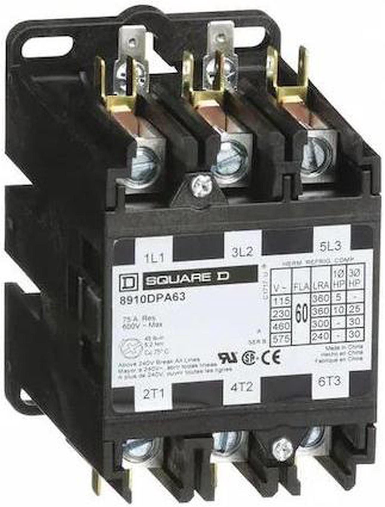 Main image of SQUARE D 8910DPA63V02 Definite Purpose Magnetic Contactor, 3 Poles, 60 A Full
